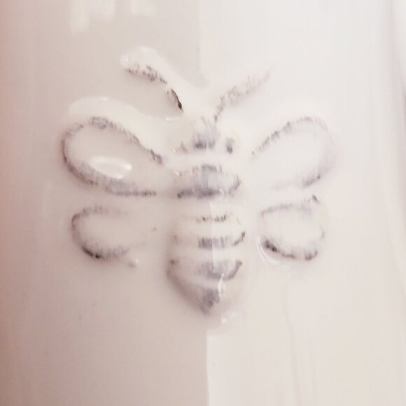 Honeycomb Bee Hive Creamer Pitcher Sugar Serving Spoon Set with Tray White Porce - Picture 12 of 12